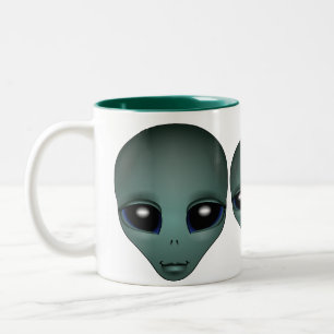 Caneca De Café Em Dois Tons Cinzas alienígenas Extraterrestres Copos e Vidro d