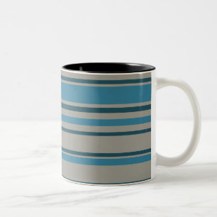Caneca De Café Em Dois Tons Cinzas azuis riscadas