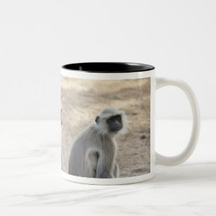 Caneca De Café Em Dois Tons Cinzas ou terra comum ou langur de Hanuman