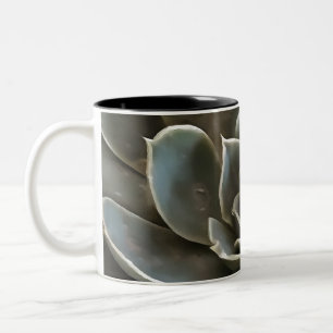 Caneca De Café Em Dois Tons Cinzas Verdes Suculentas