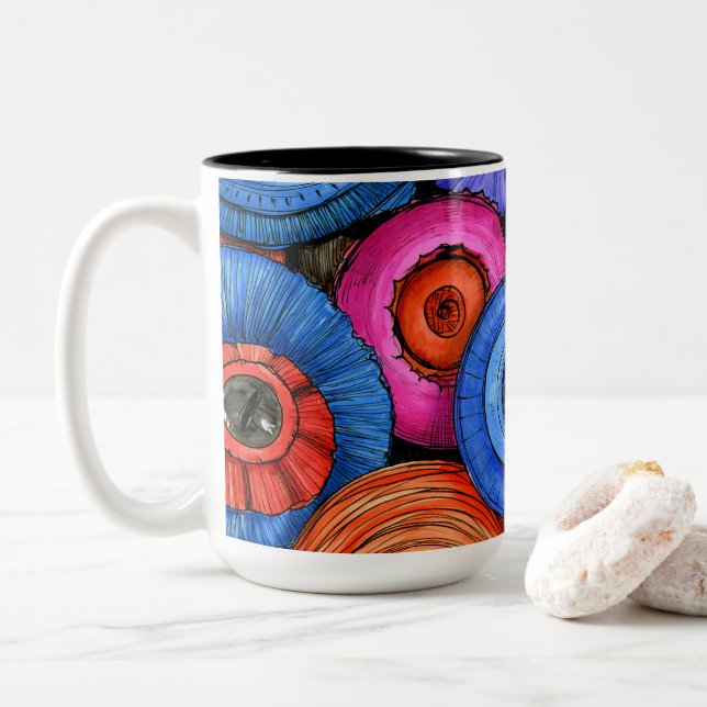 Caneca De Café Em Dois Tons Circular (Com Donut)