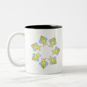Caneca De Café Em Dois Tons Círculo Bonito de Abelhas