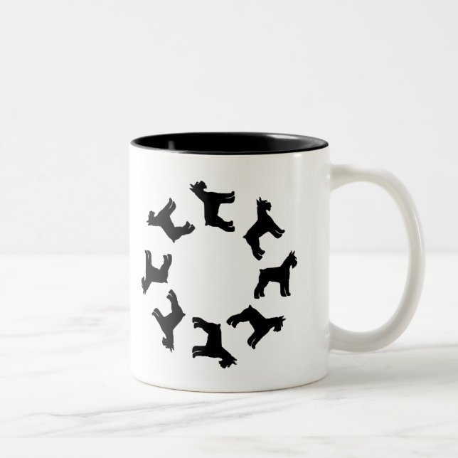 Caneca De Café Em Dois Tons Círculo dos Schnauzers gigantes (preto) (Direita)