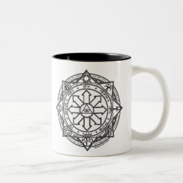 Caneca De Café Em Dois Tons Círculo Mágico Estranho Sigil Chaos Magic Witchcra