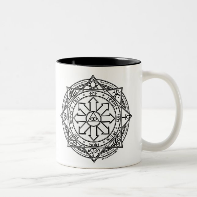 Caneca De Café Em Dois Tons Círculo Mágico Estranho Sigil Chaos Magic Witchcra (Direita)