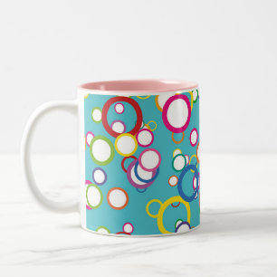 Caneca De Café Em Dois Tons Círculos Colorido Manga Cerâmica