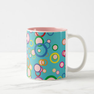Caneca De Café Em Dois Tons Círculos coloridos
