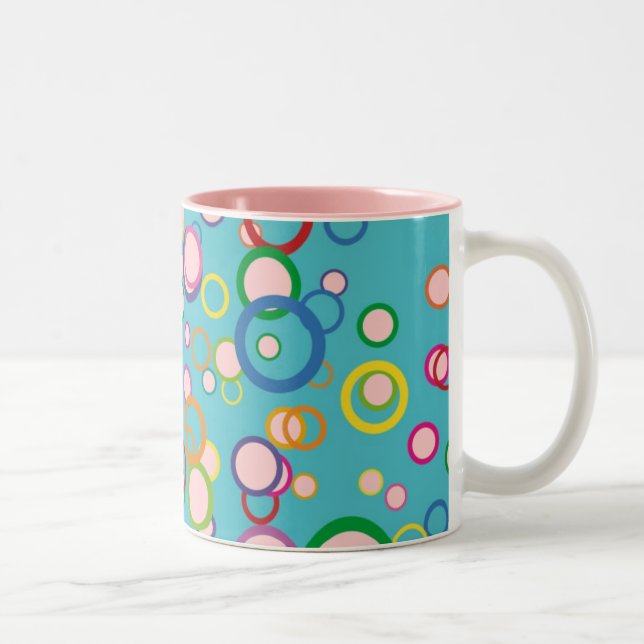 Caneca De Café Em Dois Tons Círculos Coloridos (Direita)