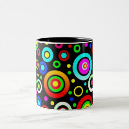 Caneca De Café Em Dois Tons Círculos Coloridos