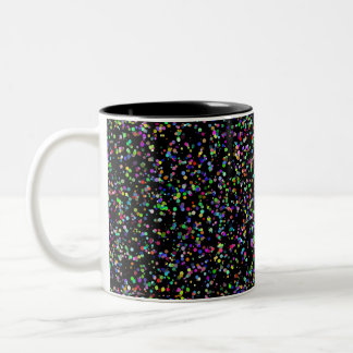 Caneca De Café Em Dois Tons Círculos coloridos bolhas em um padrão único preto