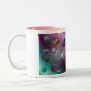 Caneca De Café Em Dois Tons Círculos Flutuantes Tridimensionais Mug