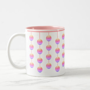 Caneca De Café Em Dois Tons Círculos Pendurados Rosa Pastel