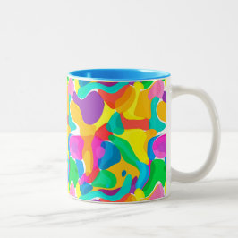 Caneca De Café Em Dois Tons Circus Colors Chaos Abstrato Art Patterno