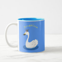 Cisne branco bonito com desenho animado