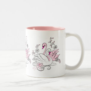 Caneca De Café Em Dois Tons Cisne Recortar com Cisne Branco