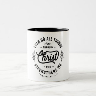 Caneca De Café Em Dois Tons Citação Cristã Philippians 4:13