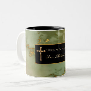 Caneca De Café Em Dois Tons Citação das Escrituras do Mármaco de Crucifixo do