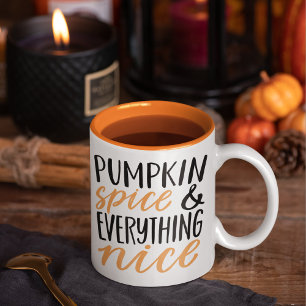 Caneca De Café Em Dois Tons Citação de Ação de Graças de Pumpkin Laranja e Pre