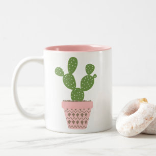 Caneca De Café Em Dois Tons Citação de Cacto Fofo 