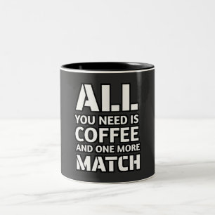 Caneca De Café Em Dois Tons Citação de café e jogo de correspondência