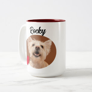 Caneca De Café Em Dois Tons Citação de cão engraçada e foto/nome personalizado