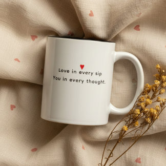 Caneca De Café Em Dois Tons Citação de Coração