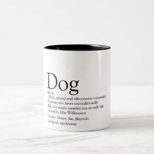 Caneca De Café Em Dois Tons Citação de definição de cachorro mais divertida e 
