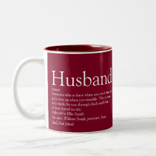 Caneca De Café Em Dois Tons Citação de Definição de Marido Moderno Borgonha