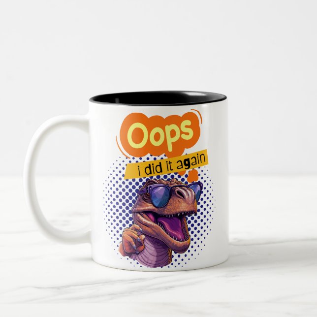 Caneca De Café Em Dois Tons citação de dinossauro (Esquerda)