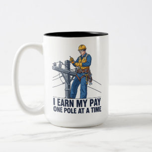 Caneca De Café Em Dois Tons Citação de Eletricista Trabalhador