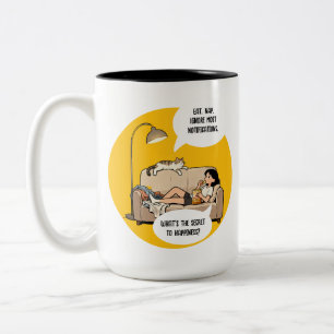 Caneca De Café Em Dois Tons Citação de Humor de Gato Engraçado Introvertido