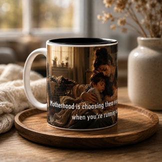 Caneca De Café Em Dois Tons Citação de Maternidade Arte Emocional de Mãe