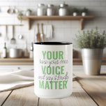 Caneca De Café Em Dois Tons Citação de Motivação de Sua Matéria de Voz Verde P<br><div class="desc">Citação de Motivação de Sua Matéria de Voz Verde Positiva</div>