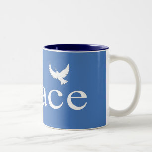 Caneca De Café Em Dois Tons Citação de paz Inspiracional Azul