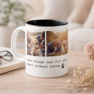 Caneca De Café Em Dois Tons Citação de Pet Bonito Cachorro Colagem de 3 Fotos 