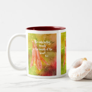 Caneca De Café Em Dois Tons Citação de Rumi Inspiracional Columbine de Beleza