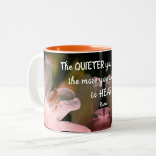 Caneca De Café Em Dois Tons Citação de Rumi Inspiracional Silenciosa