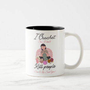 Caneca De Café Em Dois Tons Citação Divertida de Crochê Design para Amantes de