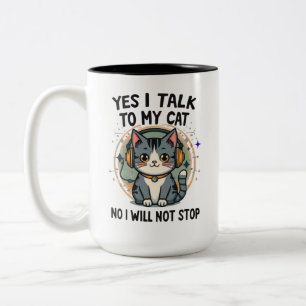 Caneca De Café Em Dois Tons Citação Divertida de Gato Amante Introvertido Humo