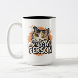 Caneca De Café Em Dois Tons Citação Divertida para Amante de Gatos Meu Gato é 
