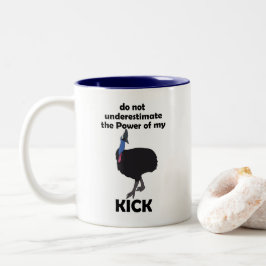 Caneca De Café Em Dois Tons Citação Divertida Poder de Chute do Pássaro Casuar