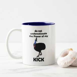 Caneca De Café Em Dois Tons Citação Divertida Poder de Chute do Pássaro Casuar