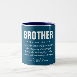 Caneca De Café Em Dois Tons Citação do Irmão Moderno Azul Legal