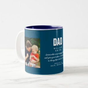 Caneca De Café Em Dois Tons Citação do Papai Foto Moderna Azul Legal