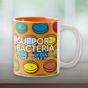 CANECA DE CAFÉ EM DOIS TONS CITAÇÃO ENGRAÇADA DE APOIO ÀS BACTÉRIAS