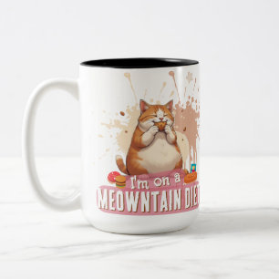 Caneca De Café Em Dois Tons Citação Engraçada de Piada de Gato Fofo Gordinho C