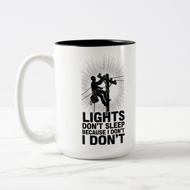Caneca De Café Em Dois Tons Citação engraçada de trabalho de Lineman para turn (Esquerda)