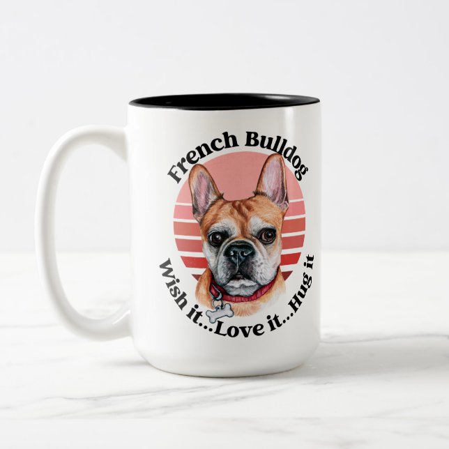 Caneca De Café Em Dois Tons citação engraçada do Buldogue francês (Esquerda)