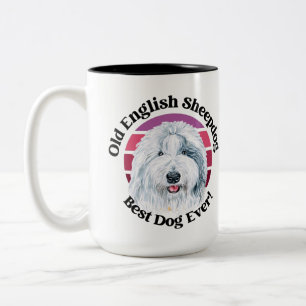 Caneca De Café Em Dois Tons Citação engraçada do Old English Sheepdog