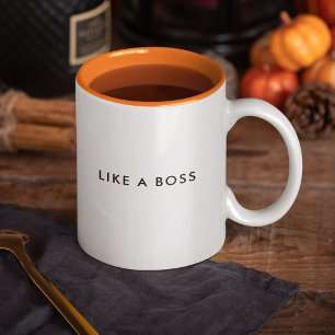 Caneca De Café Em Dois Tons Citação engraçada e moderna como uma chefe